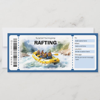 Rafting Experience Ticket Gift Certificate Invitation