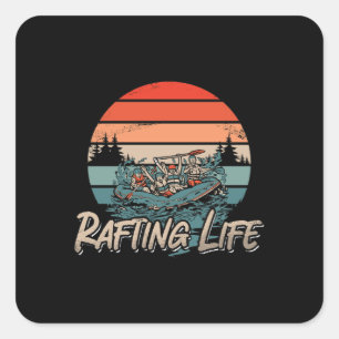 Rafting Life Retro Kayak Paddling Canoe Paddle Square Sticker