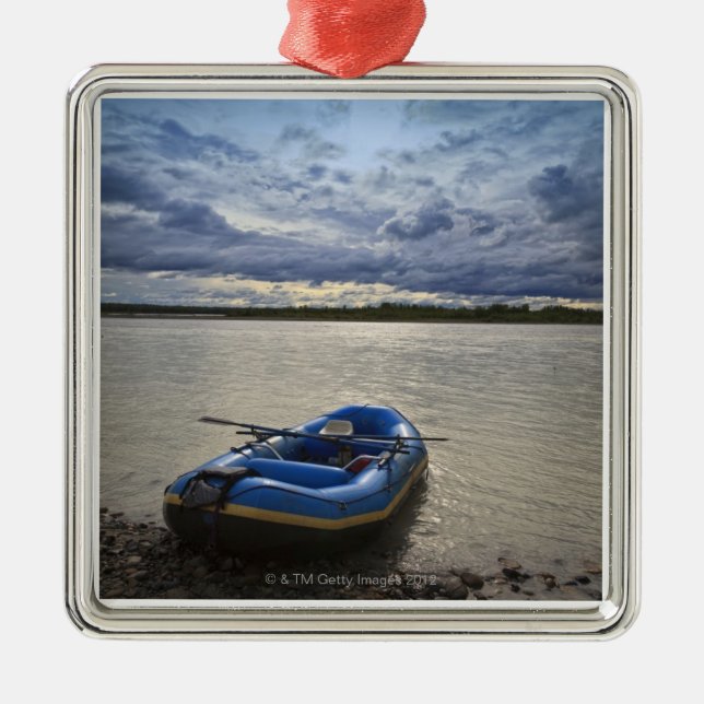 Rafting on Talkeetna River, Alaska Metal Tree Decoration (Front)