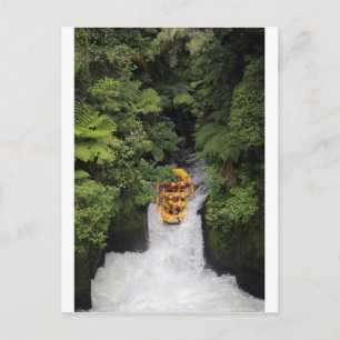 Rafting over waterfall New Zealand Postcard