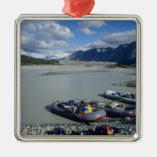 Rafting the Alsek River downstream Metal Tree Decoration