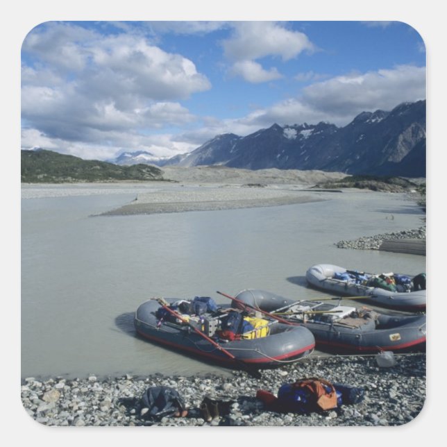 Rafting the Alsek River downstream Square Sticker (Front)