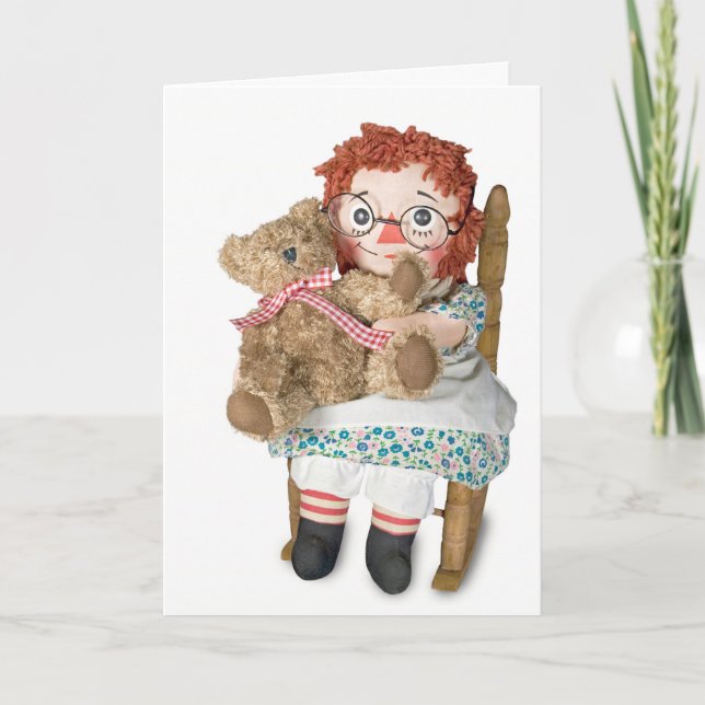 Rag Doll And Teddy Bear Friendship Card (Front)