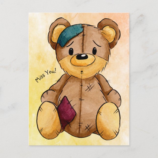 Rag Doll Bear Miss You Postcard (Front)