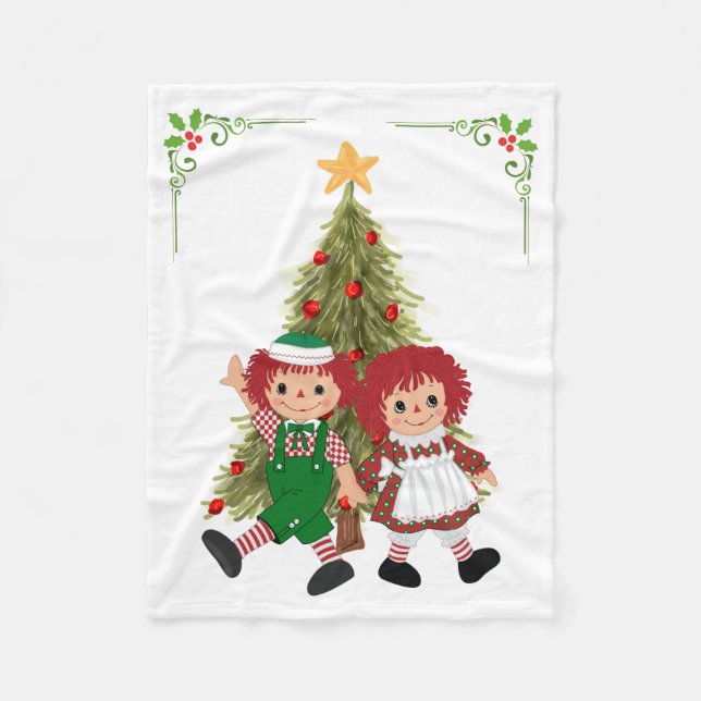 Rag Doll Christmas Fleece Blanket (Front)