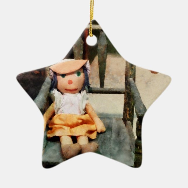 Rag Doll in Chair Ceramic Tree Decoration (Front)