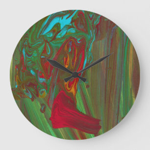 Rag To Riches 1 Bold Red Green Abstract Wall Clock