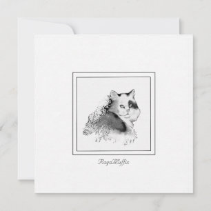 RagaMuffin Cat Charcoal Sketched Card