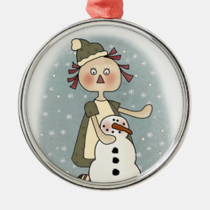 Ragdoll and Snowman Ornament