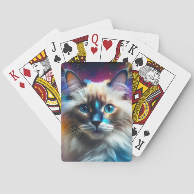 Ragdoll Breed Of Cat Colour Explosion Background Playing Cards (Back)