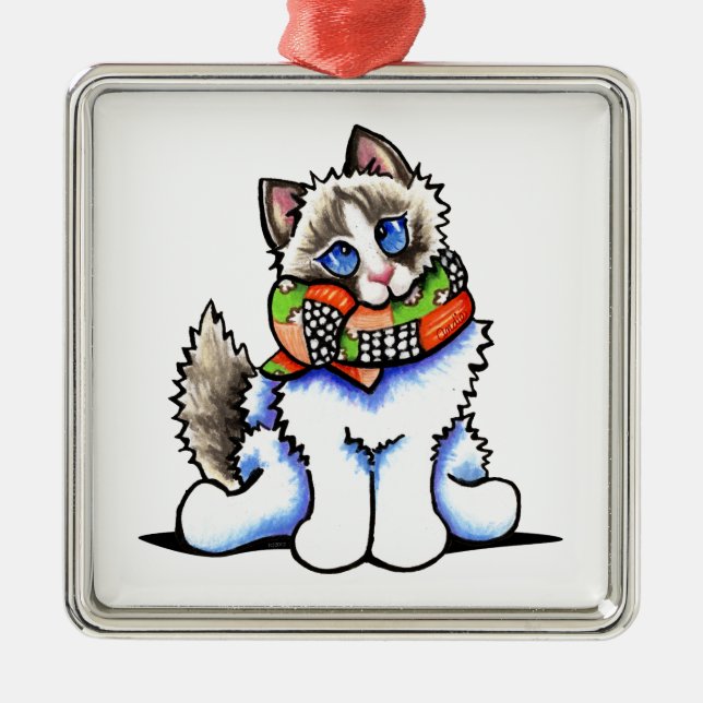 Ragdoll Cat All Dolled Up Metal Tree Decoration (Front)