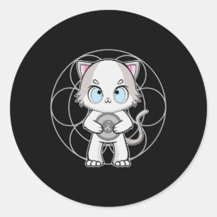 Ragdoll Cat Anime Kitten Dyslexia Awareness Classic Round Sticker