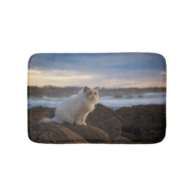 Ragdoll Cat At The Beach Bath Mat (Front)