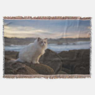 Ragdoll Cat At The Beach Throw Blanket