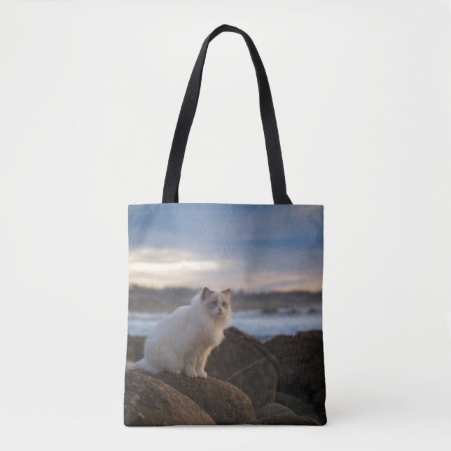Ragdoll Cat At The Beach Tote Bag (Front)