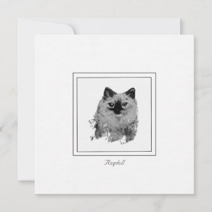 Ragdoll Cat Black and White Drawing Card