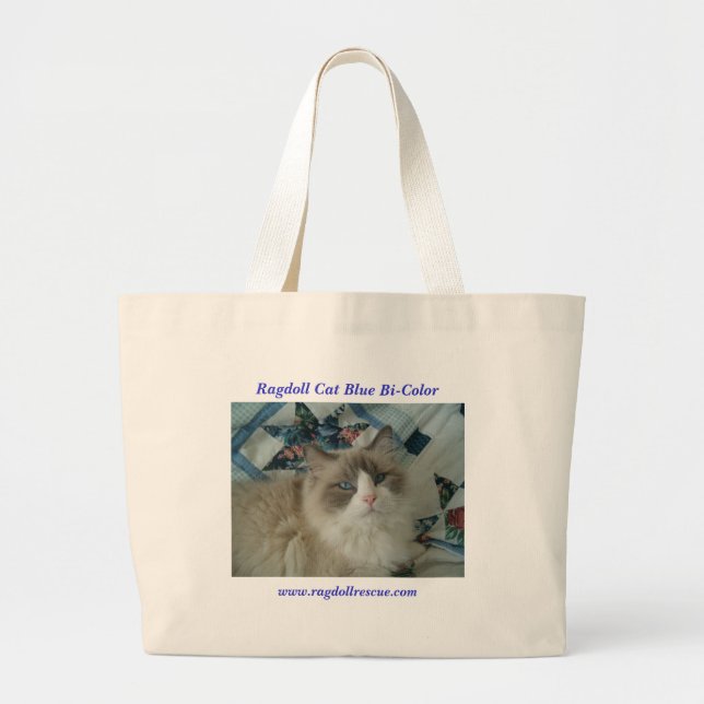 Ragdoll Cat Blue Bi-Colour Large Tote Bag (Front)