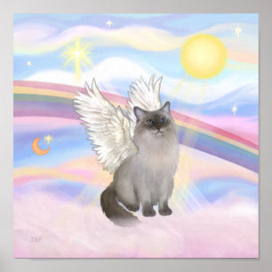 Ragdoll Cat (Blue Point) Angel - Clouds Poster