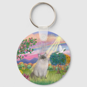 Ragdoll Cat (Blue Point) - Cloud Angel Key Ring