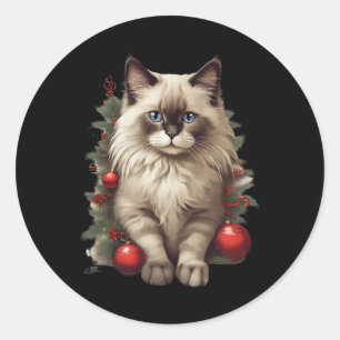 Ragdoll Cat Christmas Byubles Classic Round Sticker
