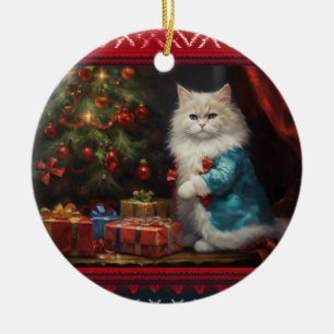 Ragdoll cat Christmas Ceramic Ornament