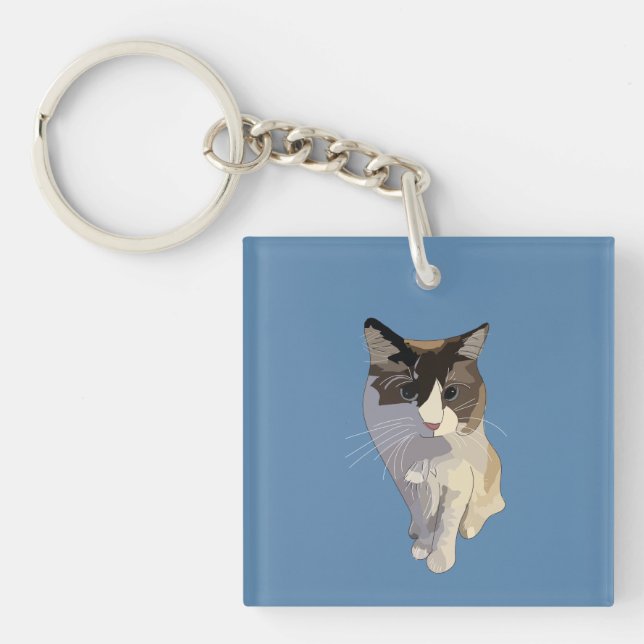 Ragdoll cat, Dusty Blue Key Ring (Front)