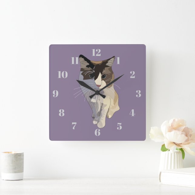 Ragdoll cat, Dusty Purple Square Wall Clock (Home)