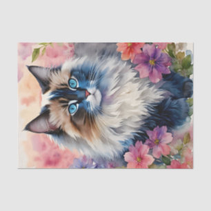 Ragdoll Cat Floral Portrait Tissue Paper