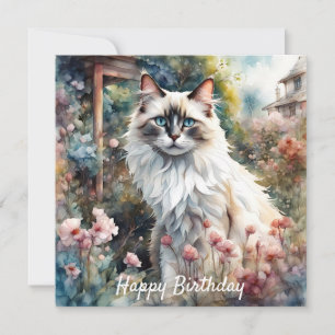 Ragdoll Cat in English Garden Birthday
