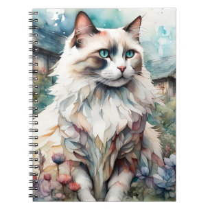 Ragdoll Cat in English Garden Notebook