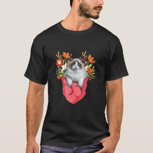 Ragdoll Cat In Pocket Floral Matching Family Cat O T-Shirt