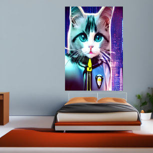 Ragdoll cat in police uniform   AI Art  Poster
