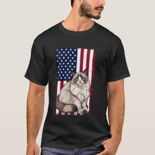 Ragdoll Cat Lover, American Flag Outfit 4th Of Jul T-Shirt