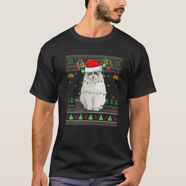 Ragdoll Cat Lover Xmas Santa Ragdoll Ugly Christma T-Shirt (Front)
