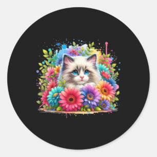 Ragdoll Cat Mom Mother39s Day Watercolor Colorful Classic Round Sticker