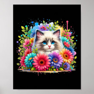 Ragdoll Cat Mum Mother39s Day Watercolor Colourful Poster