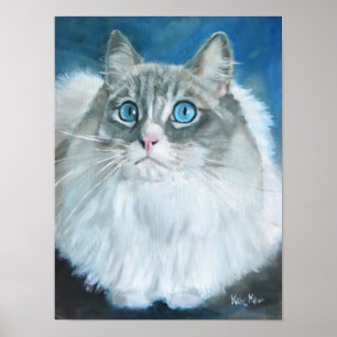 Ragdoll Cat Oil Painting by Kate Marr Poster