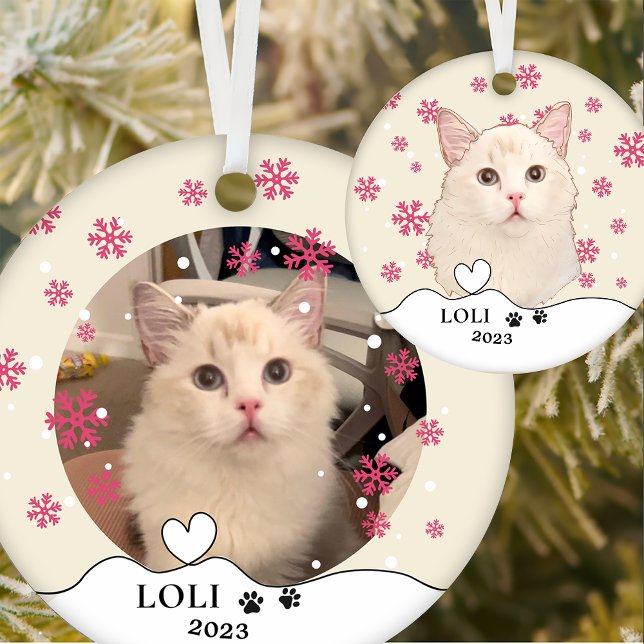 Ragdoll Cat Personalised Hand Drawing Ceramic Ornament (Creator Uploaded)