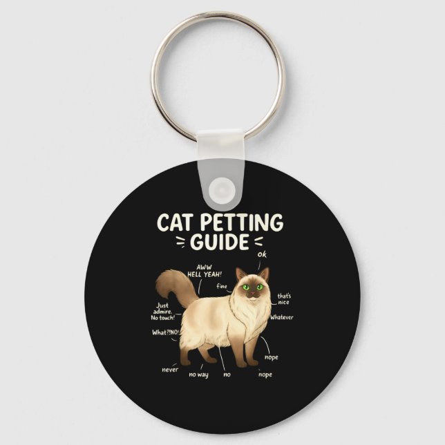 Ragdoll Cat Petting Guide Funny Cat Lover  Key Ring (Front)