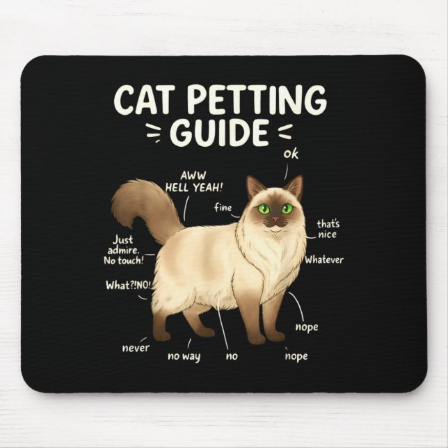 Ragdoll Cat Petting Guide Funny Cat Lover  Mouse Pad (Front)
