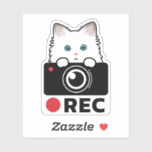 Ragdoll Cat Recording Vinyl Sticker camera warning