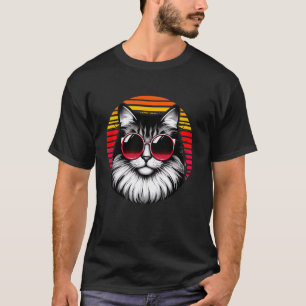 Ragdoll Cat Retro Vintage Sunset Sunglasses 70s T-Shirt