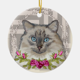 Ragdoll Cat Roses Ornament