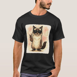 Ragdoll Cat Sunglasses Rock Music Funny Retro T-Shirt