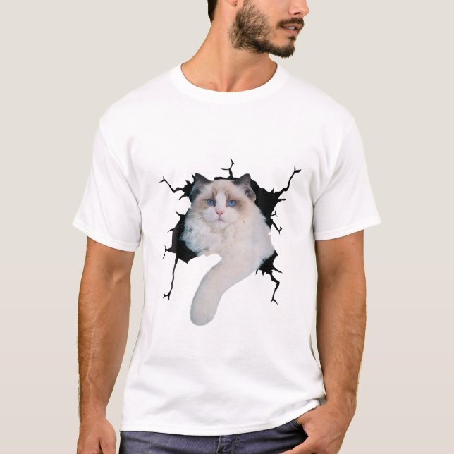 Ragdoll Cat. Torn Cloth , Kitten T-Shirt (Front)
