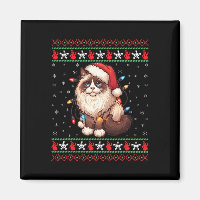 Ragdoll Cat Ugly Christmas Ragdoll Cat Xmas Lighti Magnet (Front)