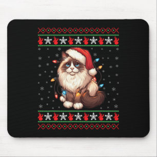 Ragdoll Cat Ugly Christmas Ragdoll Cat Xmas Lighti Mouse Pad