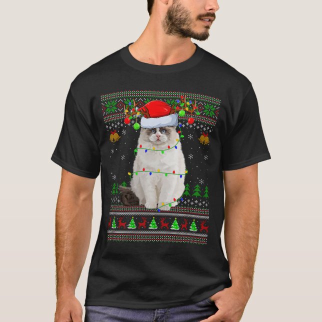 Ragdoll Cat Ugly Christmas Sweaters Holiday Santa  (Front)