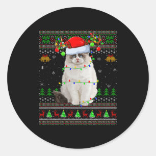 Ragdoll Cat Ugly Christmas Sweaters Holiday Santa Classic Round Sticker