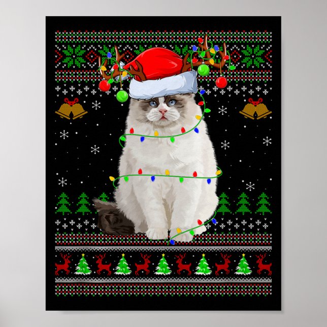 Ragdoll Cat Ugly Christmas Sweaters Holiday Santa  Poster (Front)